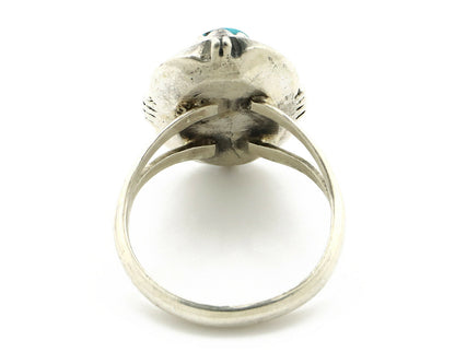Navajo Ring .925 Silver Blue Gem Turquoise Handmade Native American Artist C80s