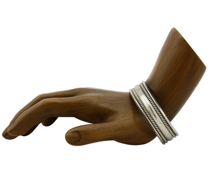 Navajo Bracelet .925 Silver Handmade Hand Stamped Signed Artist TAHE Circa 1980s