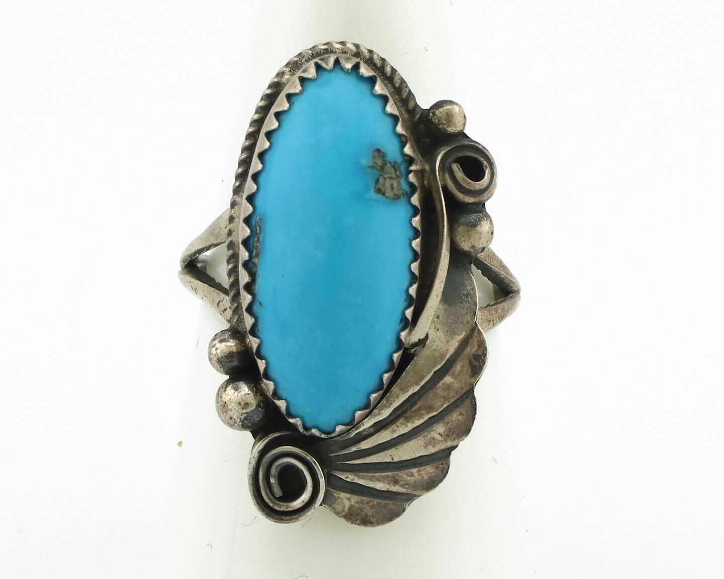 Navajo Ring 925 Silver Natural Morenci Turquoise Artist Signed Justin Morris C80