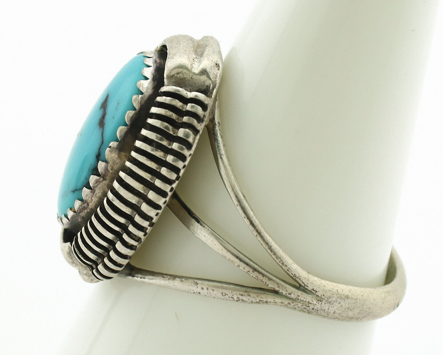 Navajo Ring .925 Silver Sleeping Beauty Turquoise Native Artist C.80's