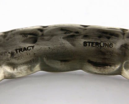 Navajo Bracelet .925 Silver Hand Stamped Artist Signed Tracy C.80's