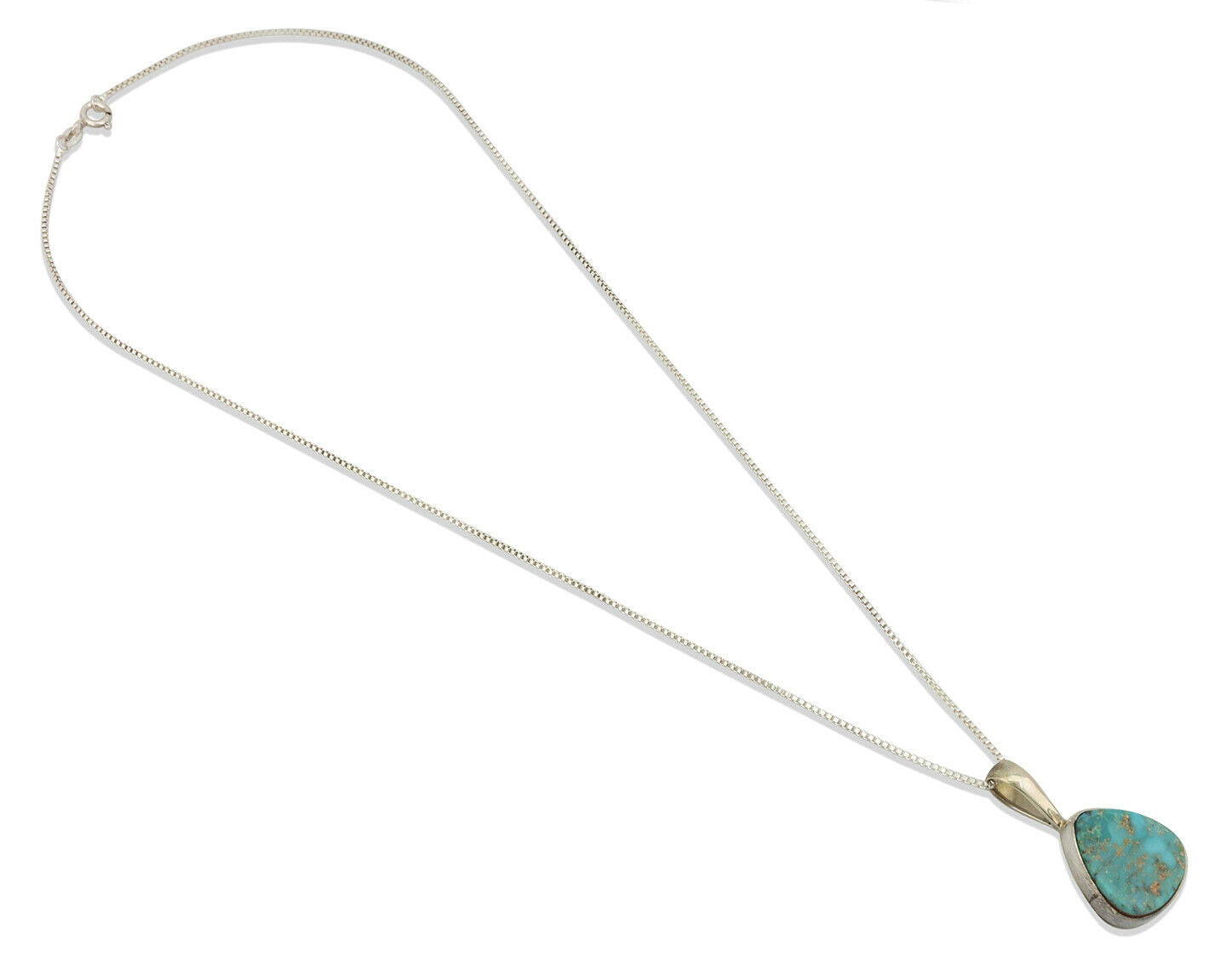 Navajo Pendant .925 Silver Pilot Mountain Turquoise Artist Signed DZ C.80's