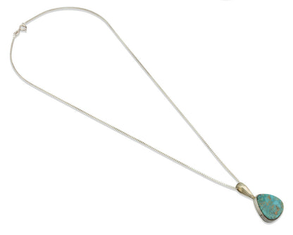 Navajo Pendant .925 Silver Pilot Mountain Turquoise Artist Signed DZ C.80's