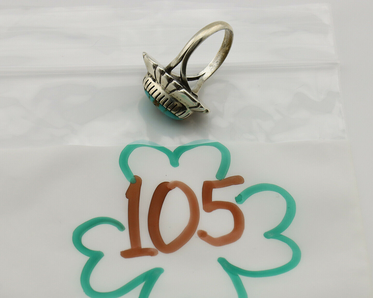 Navajo Ring .925 Silver Arizona Turquoise Signed M Montoya C.80's