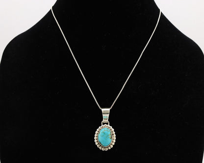 Navajo Necklace .925 Silver Blue Turquoise Native American Artist C.1980's