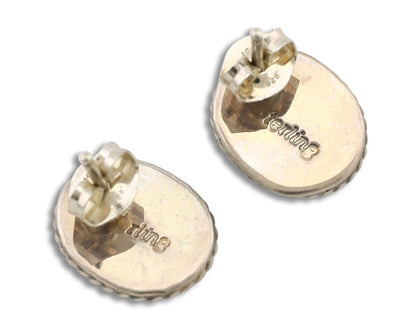 Navajo Earrings 925 Silver Natural Mined Lapis Native American Artist C80s