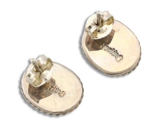 Navajo Earrings 925 Silver Natural Mined Lapis Native American Artist C80s