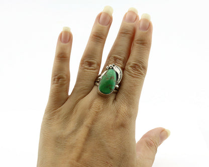 Navajo Ring .925 Silver Kingman Turquoise Native American Artist C.1980's