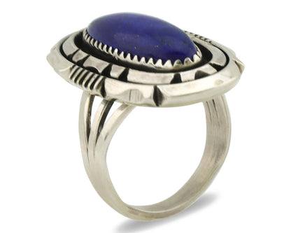 Navajo Ring 925 Silver Natural Lapis Lazuli Artist Signed William Denetdale C80s