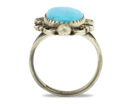 Navajo Ring .925 Silver Blue Turquoise Native American Artist C.80's