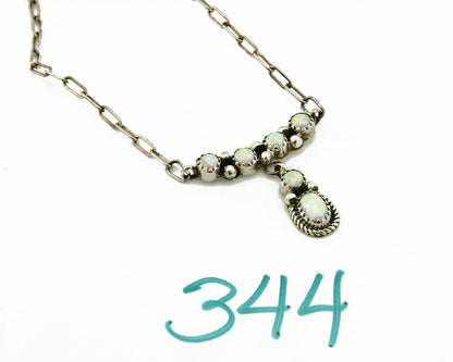 C.1990's Navajo Mae Bia Opal .925 Silver 5 Stone Necklace