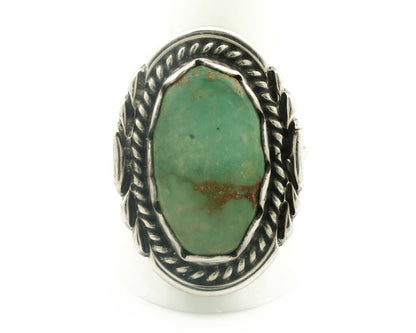Navajo Ring .925 Silver Natural Green Turquoise Signed Apache C.80's
