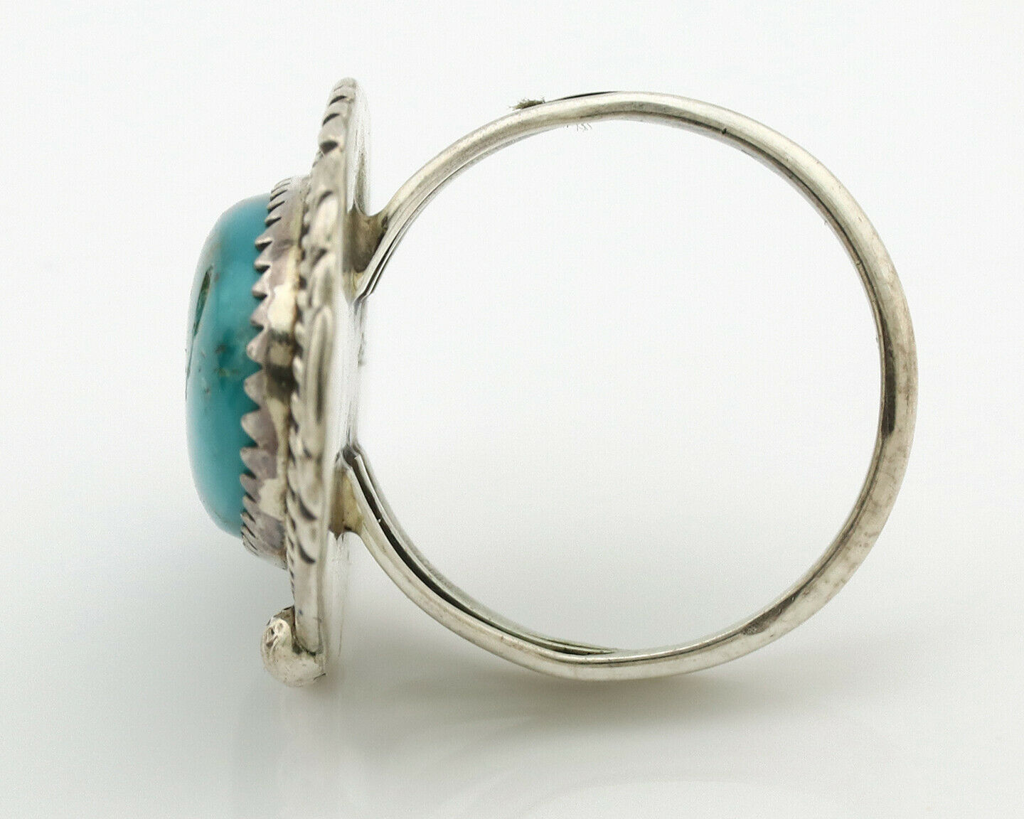 Navajo Ring .925 Silver Kingman Turquoise Native American Artist C.1980's