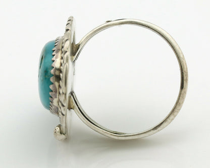 Navajo Ring .925 Silver Kingman Turquoise Native American Artist C.1980's