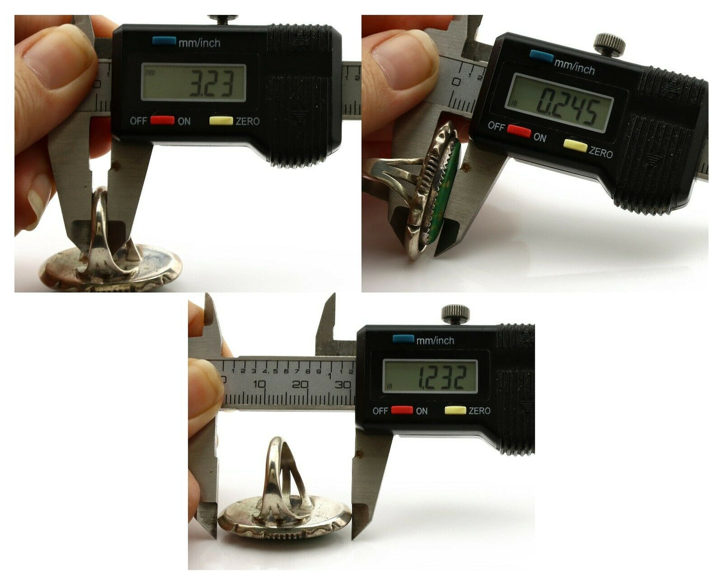 Navajo Ring .925 Silver Kingman Turquoise Artist Signed M Begay C.1980's