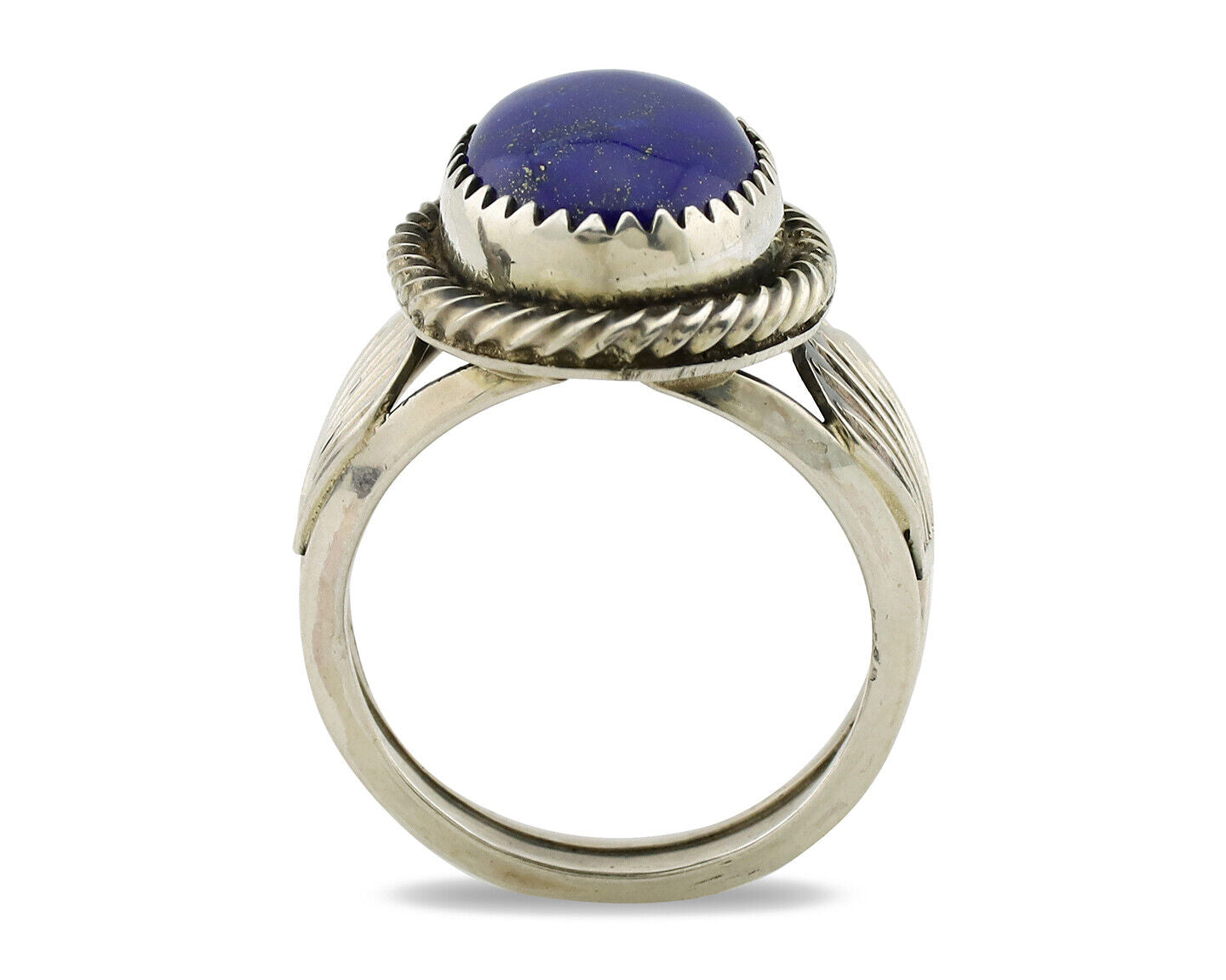 Navajo Ring 925 Silver Natural Handmade Natural Lapis Native American Artist C80