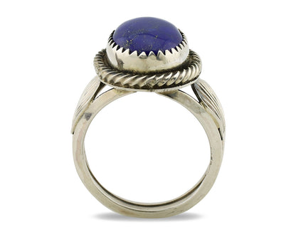 Navajo Ring 925 Silver Natural Handmade Natural Lapis Native American Artist C80