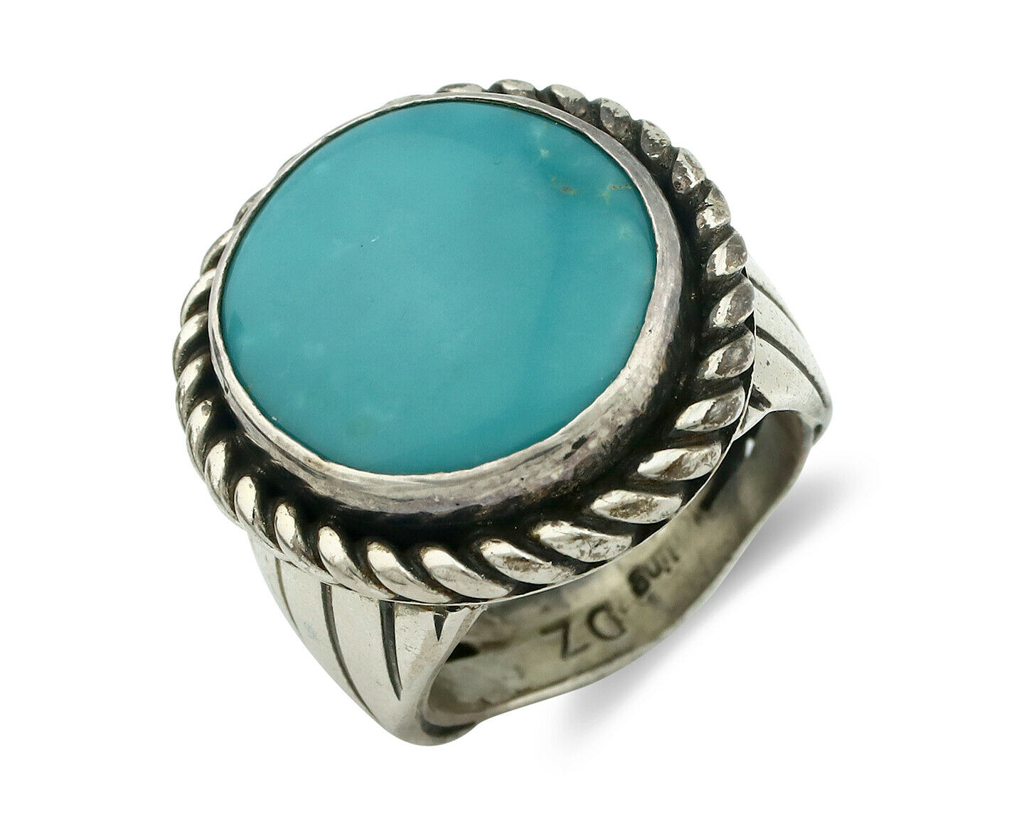 Navajo Ring .925 Silver Blue Turquoise Artist Doug Zachary C.80's