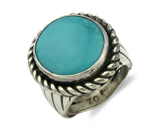 Navajo Ring .925 Silver Blue Turquoise Artist Doug Zachary C.80's