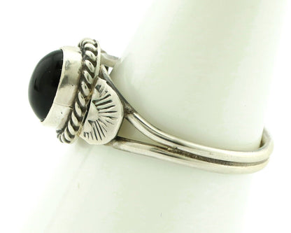 Navajo Ring 925 Silver Natural Mined Black Onyx Native American Artist C.80's