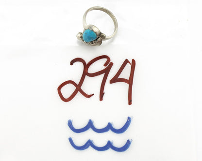 Zuni Ring 925 Silver Natural Mined Blue Turquoise Artist Signed Simplicio C.80's