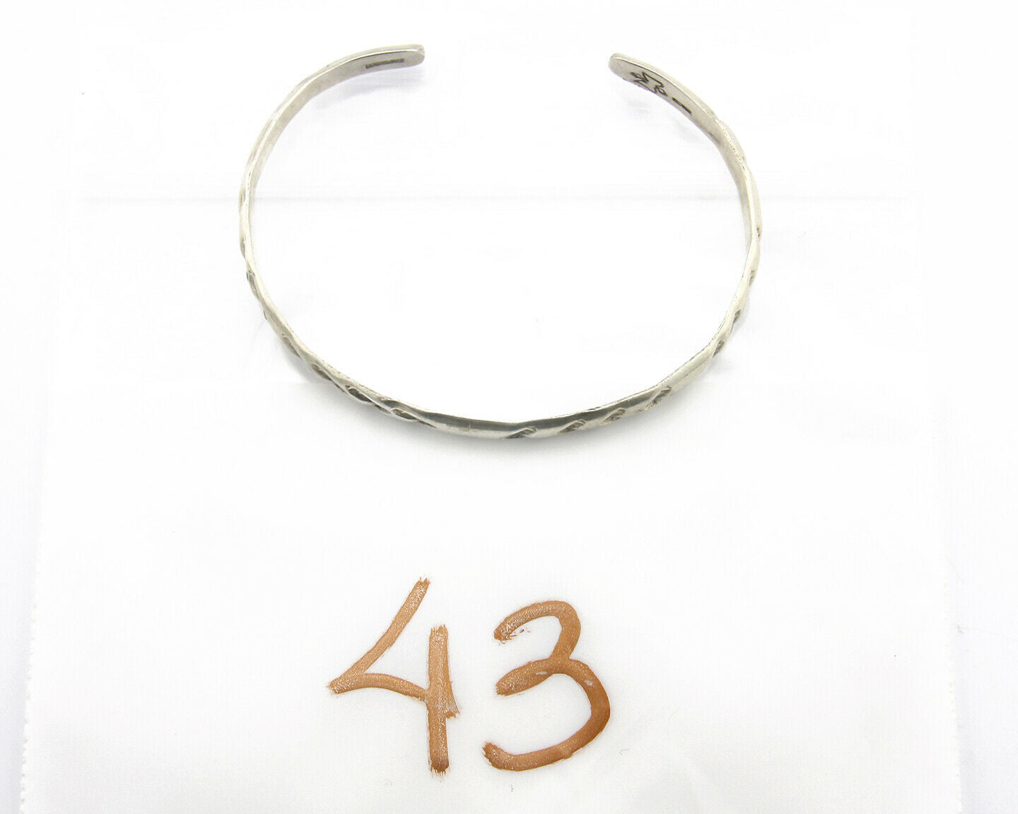 Navajo Bracelet .925 Silver Hand Stamped Arrow Head Artist I Montoya C.80's