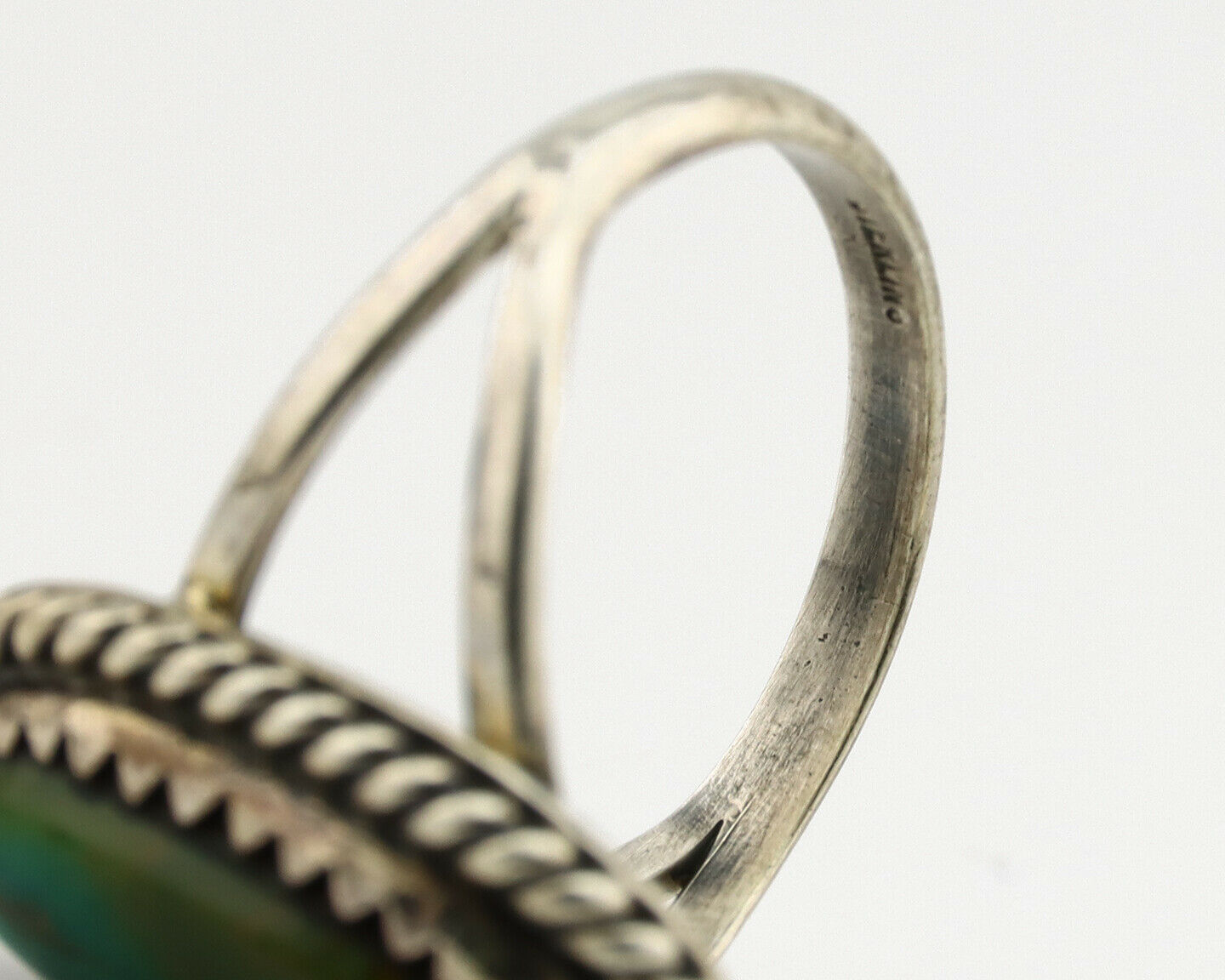 Navajo Ring .925 Silver Royston Turquoise Native American Artist C.1980's
