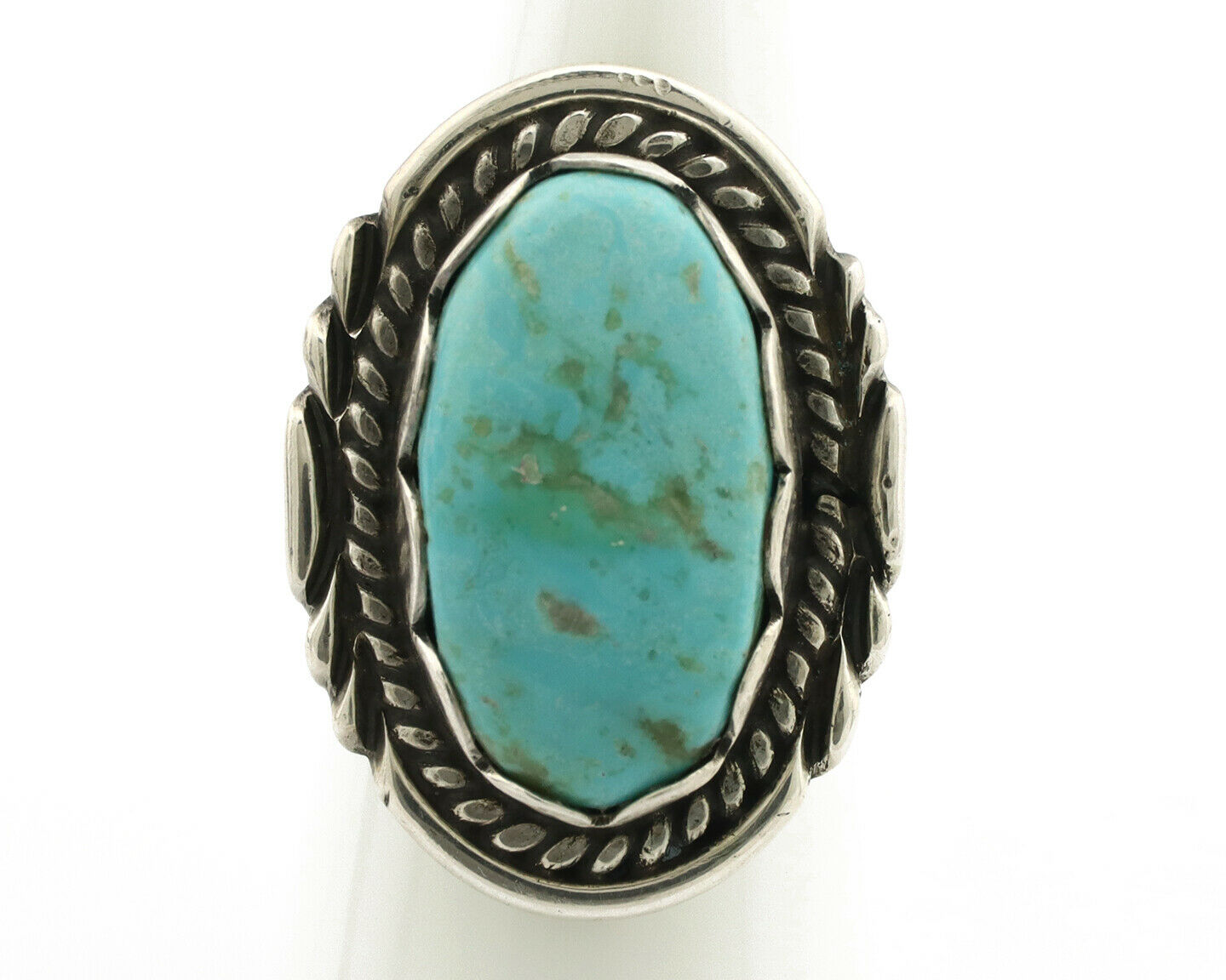 Navajo Ring .925 Silver Turquoise Mountain Apache MFG C.80's