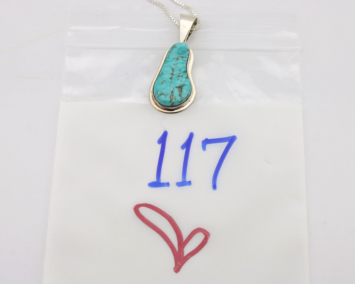 Navajo Necklace .925 Silver Fox Mine Turquoise Signed Doug Zachary C.1980's