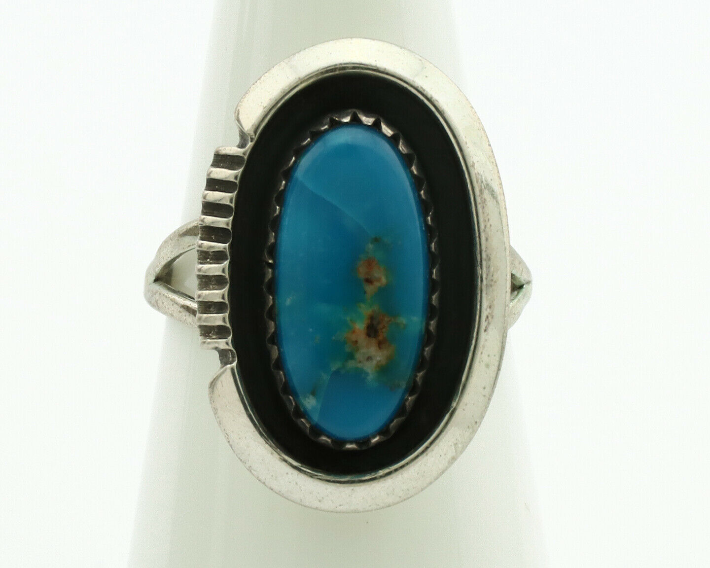 Navajo Ring .925 Silver Blue Turquoise Native American Artist C.1980's
