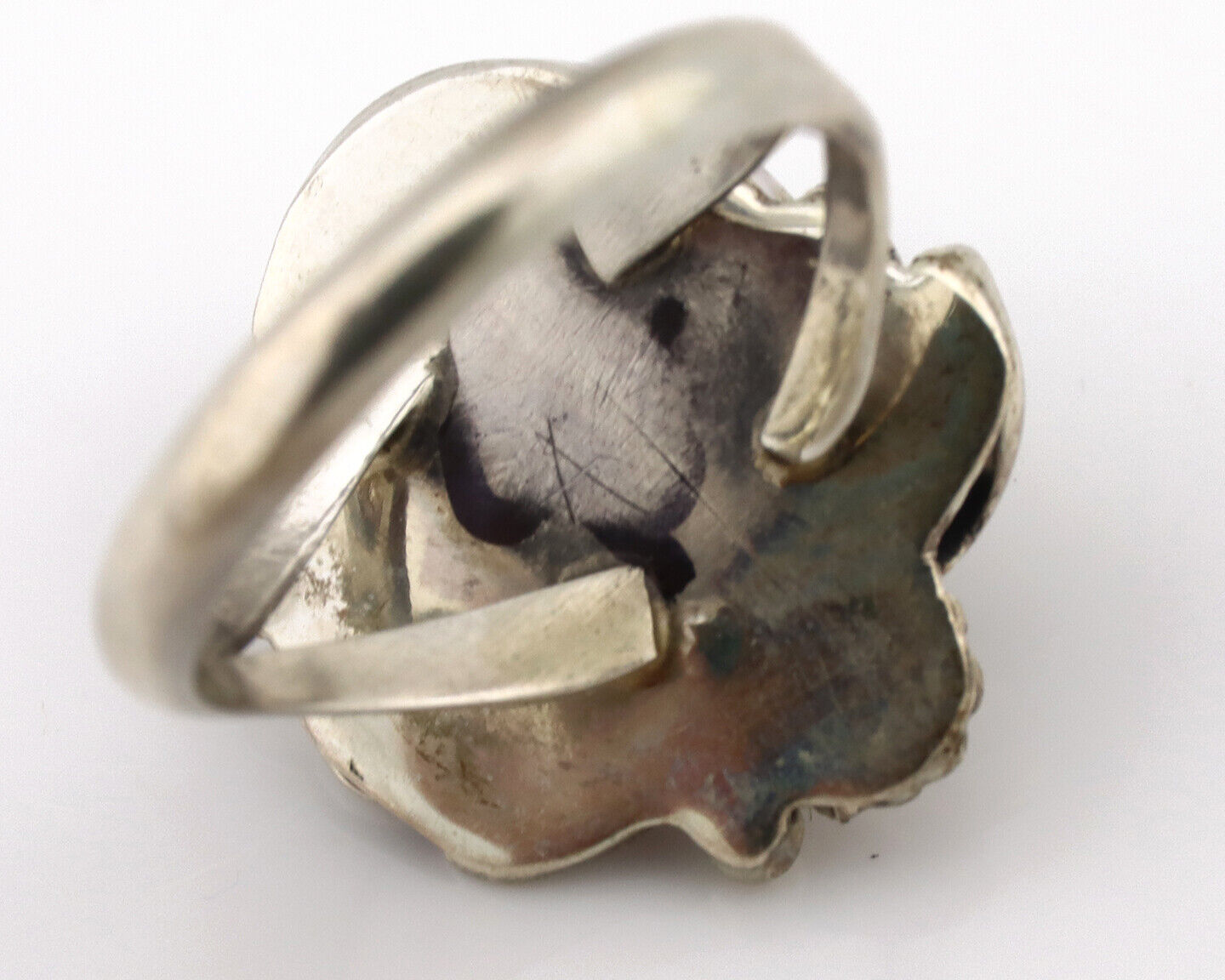 Navajo Ring .925 Silver Green Turquoise Native American Artist C.1980's