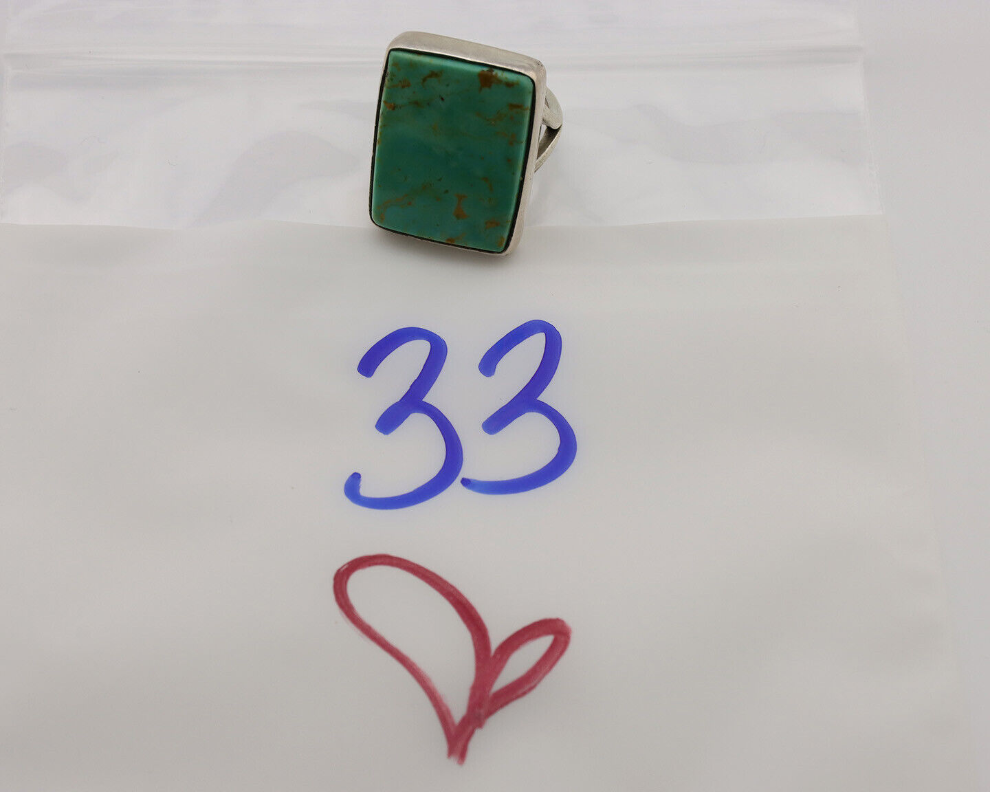 Navajo Ring .925 Silver Kingman Turquoise Artist Signed Gecko C.80's