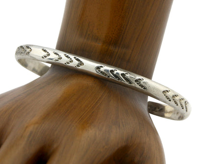 Navajo Bracelet .925 Silver Hand Stamped Arrow Head Signed Montoya C80s