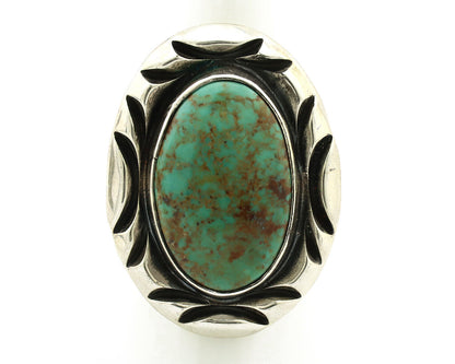 Navajo Ring 925 Silver Spiderweb Bisbee Turquoise Signed C Montoya C.80's