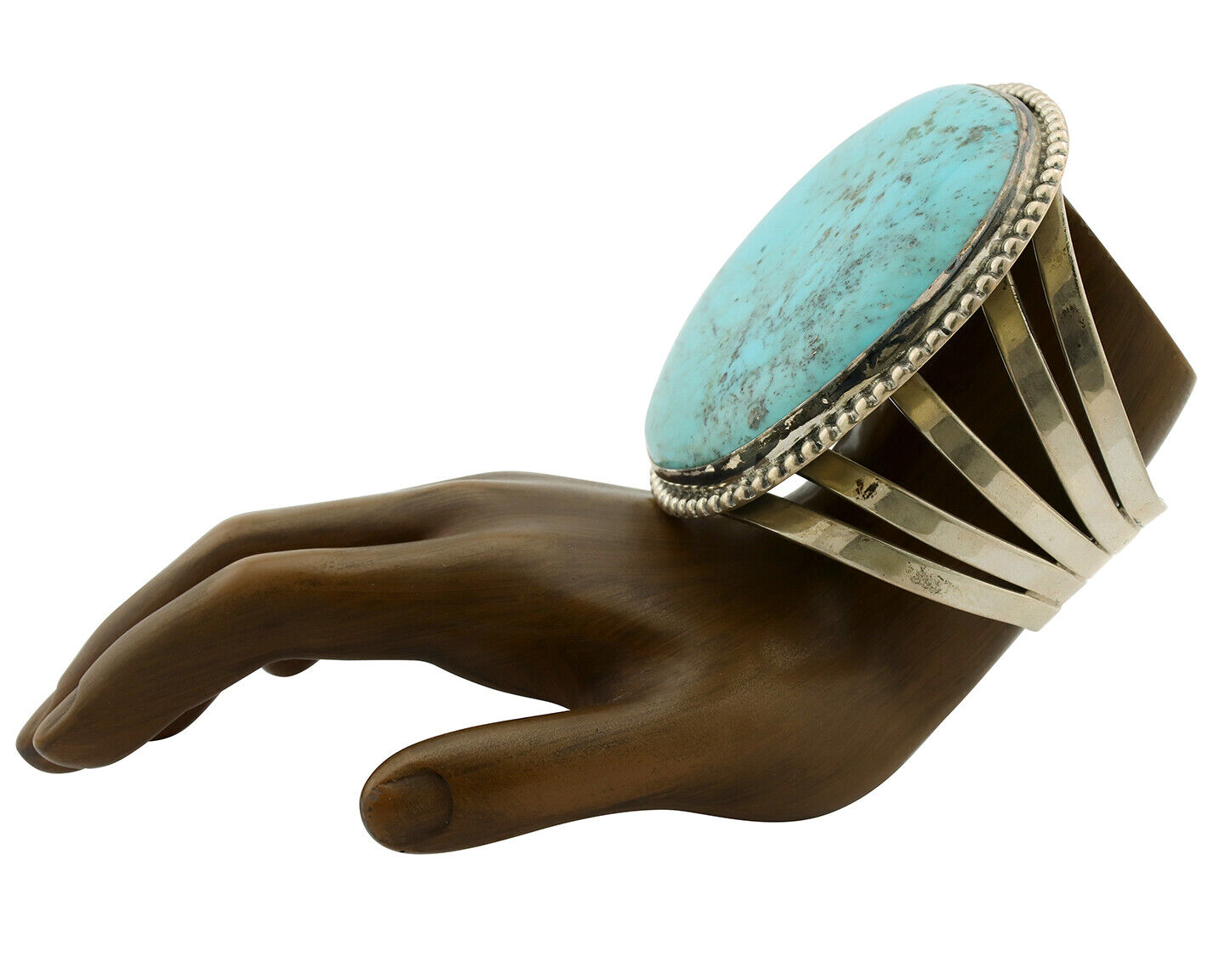 Women's Navajo .925 Silver Block Turquoise Native American Artist C.80's