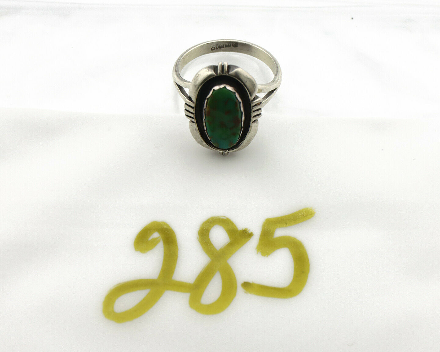 Navajo Ring .925 Silver Kingman Turquoise Handmade Native American Artist C.80's