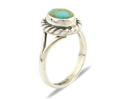 Navajo Ring .925 Silver Kingman Turquoise Artist Signed Gecko C.90's