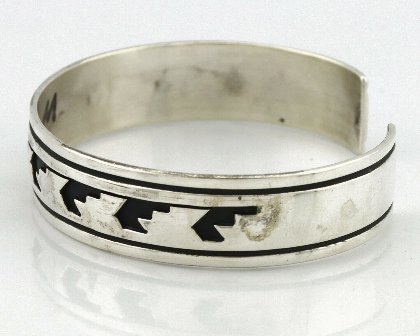 Navajo Bracelet .925 Silver Handmade Overlay Style Signed Tommy Billy Cuff C80s
