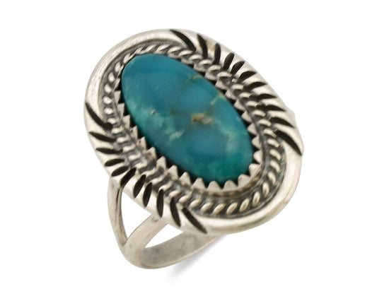 Navajo Ring .925 Silver Nevada Turquoise Native American Artist C.1980's