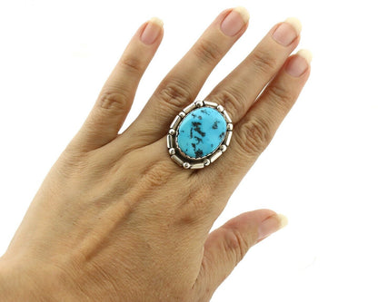 Navajo Ring 925 Silver Blue Turquoise Native Dominik Ferard C.80's