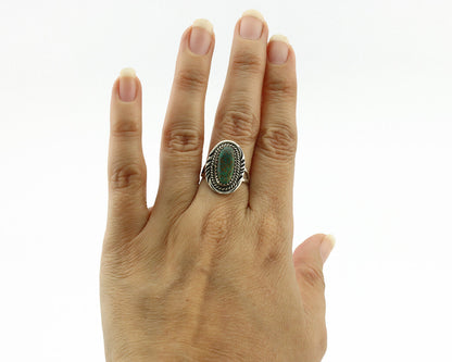 Navajo Ring .925 Silver Turquoise Mountain Native American Artist C.1980's