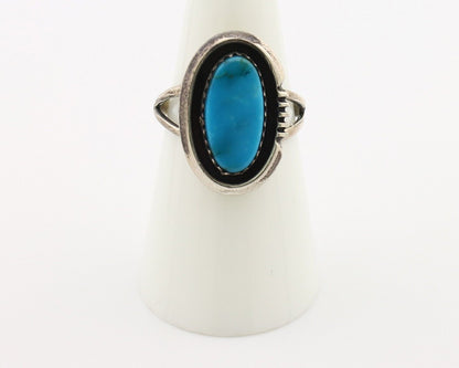 Navajo Ring 925 Silver Blue Gem Turquoise Native American Artist C.80's