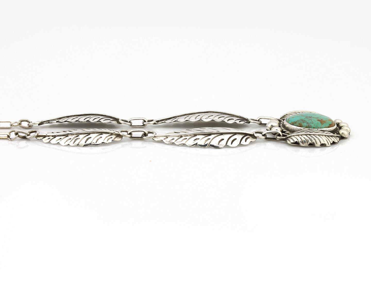 Navajo Necklace 925 Silver Kingman Turquoise Native Artist Signed C.80's