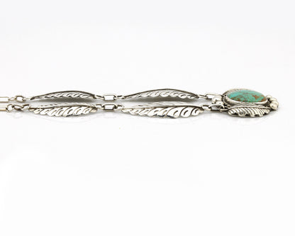 Navajo Necklace 925 Silver Kingman Turquoise Native Artist Signed C.80's