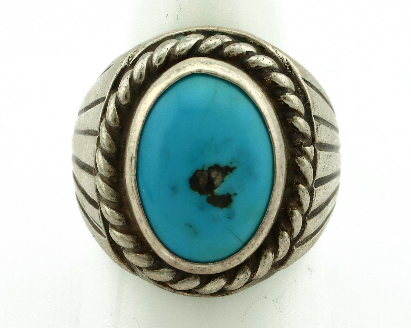 Navajo Ring .925 Silver Blue Southwest Artist Signed C Montoya C.80's
