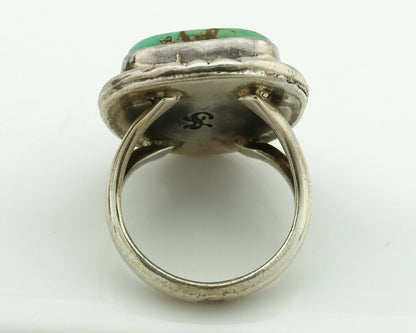 Navajo Ring .925 Silver Kingman Turquoise Artist Signed Gecko C.1980's