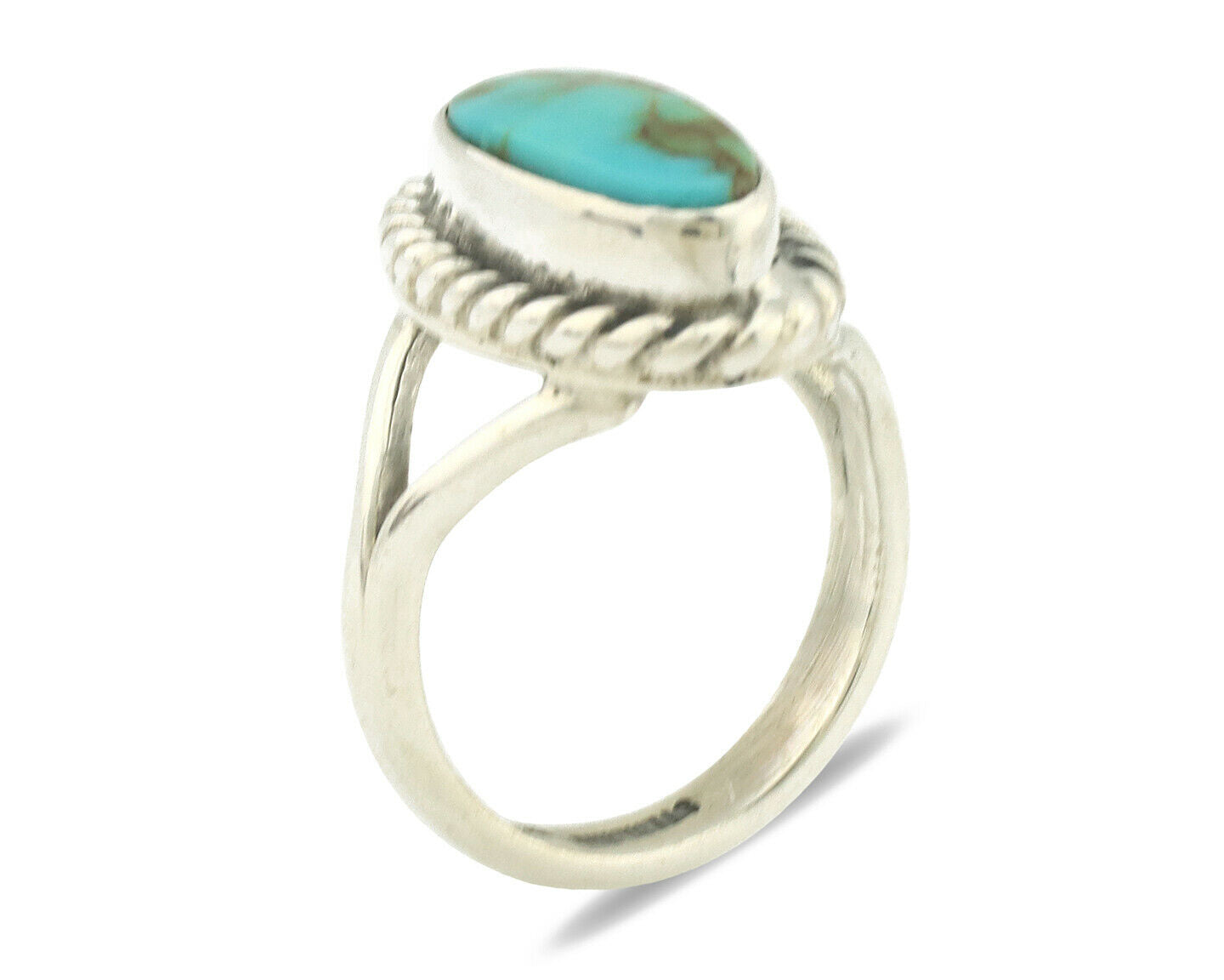 Navajo Ring .925 Silver Natural Mined Turquoise Artist Signed Gecko C.80's