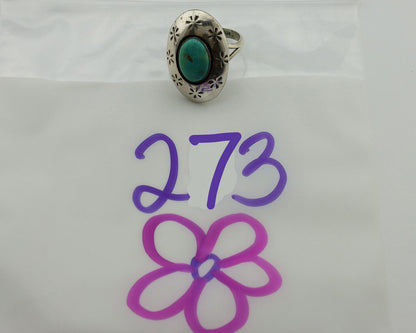 Navajo Ring .925 Silver Natural Blue Turquoise Native American Artist C.1980's