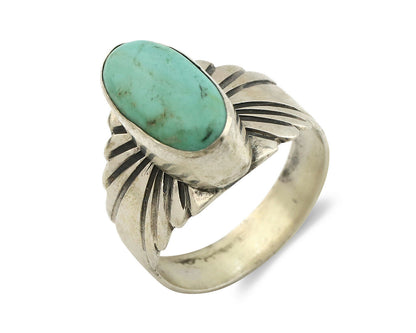 Navajo Ring .925 Silver Kingman Turquoise Artist Signed Apache C.80's