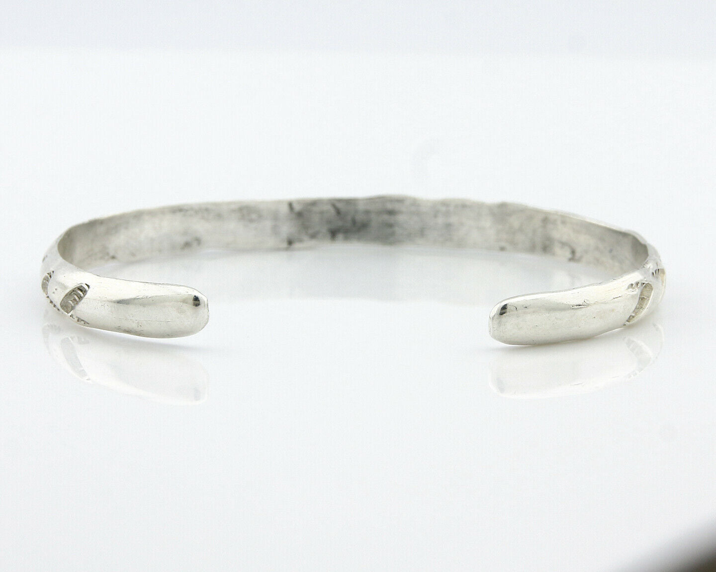 Navajo Bracelet .925 Silver Hand Stamped Arrow Head Artist I Montoya C.80's